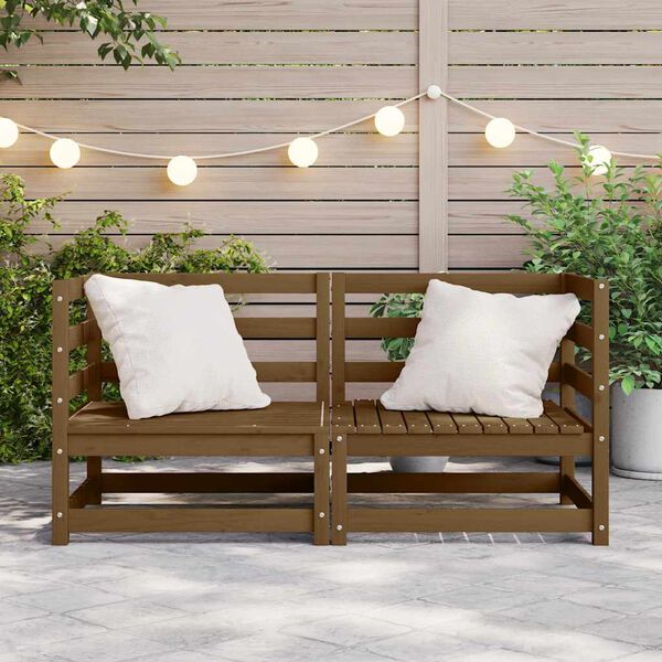 vidaXL Canapele de colț de grădină, 2 buc., maro miere, lemn masiv pin