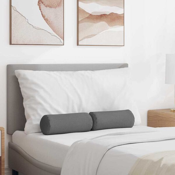 vidaXL Perne Bolster 2 pcs Gri închis Ø 15 x 40 cm țesătură