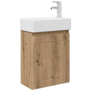vidaXL Unitate de baie cu robinet Stejar Artizanal 45,5 x 25,5 x 84 cm