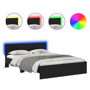 vidaXL Cadru de pat Stejar Negru 140 x 200 cm Lemn compozit