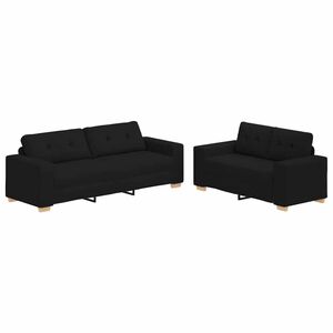 vidaXL Set canapele 2 piese cu perne, material textil negru