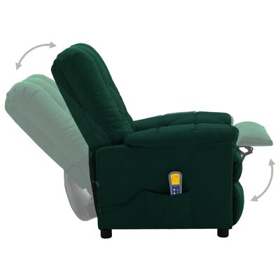 vidaXL Fotoliu de masaj rabatabil electric, verde închis, textil