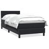 vidaXL Pat box spring cu saltea, negru, 90x210 cm, catifea