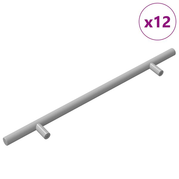 vidaXL M&acirc;ner pentru Dulap 12 pcs Argintiu 300 mm Oţel inoxidabil