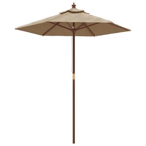 vidaXL Umbrelă de soare de grădină st&acirc;lp din lemn gri taupe 196x231 cm