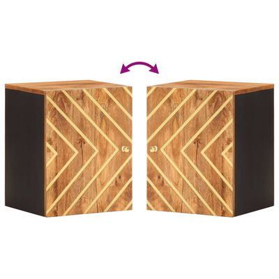 vidaXL Dulap de perete de baie, maro și negru, lemn masiv mango
