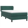 vidaXL Pat box spring cu saltea, verde &icirc;nchis, 100x210 cm, catifea