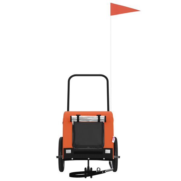 vidaXL Remorcă bicicletă animale companie portocaliu/negru oxford/fier