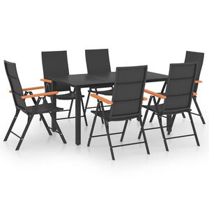 vidaXL Set mobilier de grădină, 7 piese, negru și maro