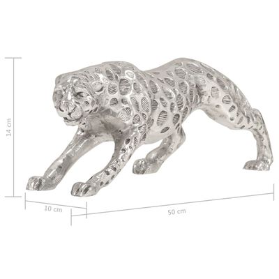 vidaXL Sculptură Jaguar din aluminiu solid, 54x10x14 cm, argintiu