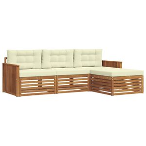 vidaXL Set de canapele de exterior 4 buc. Natural și Crem