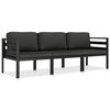 vidaXL Set mobilier de grădină cu perne, 3 piese, antracit, aluminiu