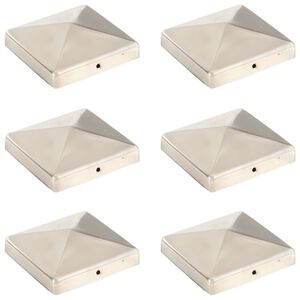 vidaXL Capace st&acirc;lpi de gard piramidă 6 buc. oțel inoxidabil 101x101mm