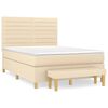 vidaXL Pat box spring cu saltea, crem, 140x200 cm, textil