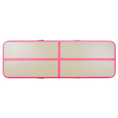 vidaXL Saltea gimnastică gonflabilă cu pompă roz 300x100x10cm PVC