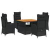 vidaXL Set mobilier de grădină cu perne, 5 piese, negru, poliratan
