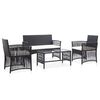 vidaXL Set mobilier de grădină cu perne, 4 piese, negru, poliratan