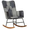 vidaXL Scaun balansoar, gri, piele naturală și pânză