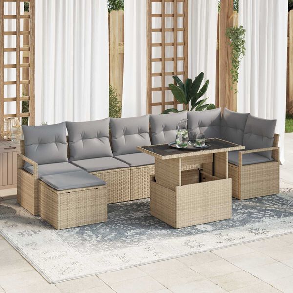 vidaXL Set de canapele pentru grădină 8 pcs Bej Rattan poli