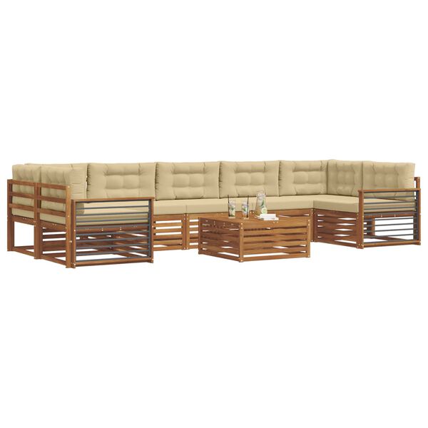vidaXL Set de canapele de exterior cu pernă 8 pcs Natural și Bej