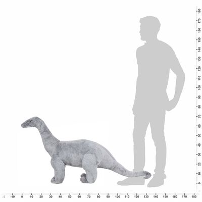 vidaXL Jucărie de pluș verticală dinozaur Brachiosaurus, gri XXL