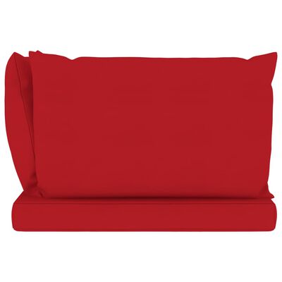 vidaXL Canapea din paleți de grădină, 3 locuri, perne roșii, lemn pin