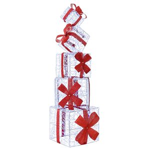 vidaXL Decorațiune de Crăciun cutie de cadou 5 buc. 125 LED-uri
