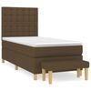 vidaXL Pat box spring cu saltea, maro &icirc;nchis, 80x200 cm, textil