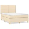 vidaXL Pat continental cu saltea, crem, 140x200 cm, material textil