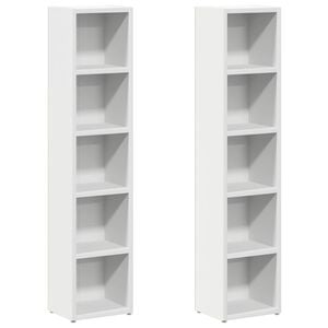 vidaXL Dulapuri CD-uri, 2 buc., alb, 21 x 16 x 93,5 cm, PAL