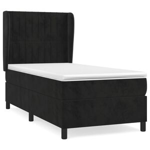 vidaXL Pat box spring cu saltea, negru, 80x200 cm, catifea