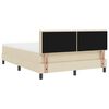 vidaXL Pat cu arcuri cu saltea cu headboard Crem 140 x 200 cm țesătură