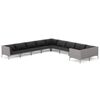 vidaXL Set mobilier de grădină cu perne,10 piese,gri &icirc;nchis, poliratan