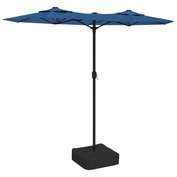 vidaXL Umbrelă de grădină cu două capete, albastru azuriu, 316x145 cm