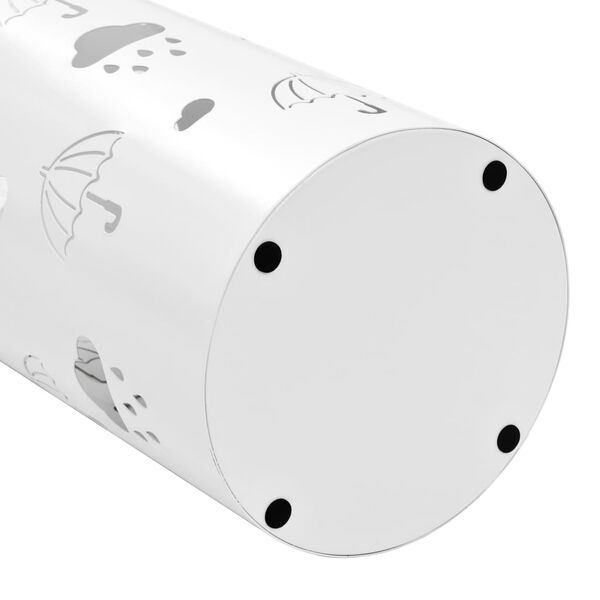 vidaXL Suport pentru umbrele, imprimeu umbreluțe, oțel, alb