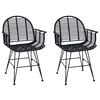 vidaXL Scaun de sufragerie 2 pcs Ratan și Fier Negru 57 x 55 x 85 cm