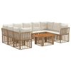 vidaXL Set de canapele pentru grădină 10 buc. Alb Natural și Crem