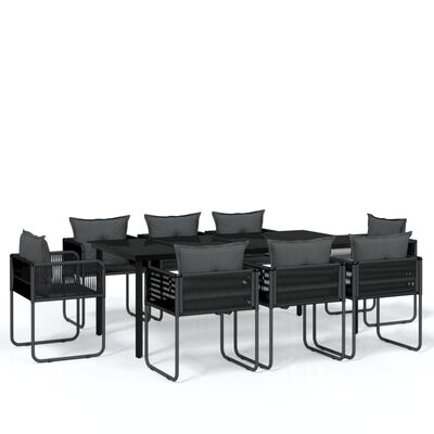 vidaXL Set de mobilier pentru grădină, 9 piese, negru