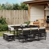 vidaXL Set mobilier de exterior cu perne, 11 piese, negru, poliratan