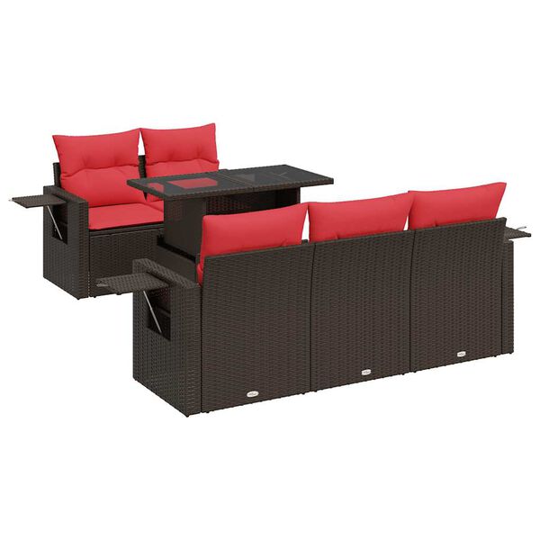 vidaXL Set mobilier grădină cu perne 6 piese maro poliratan/lemn acacia