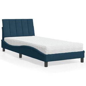 vidaXL Pat cu saltea, Hanko, albastru, 80x200 cm, catifea