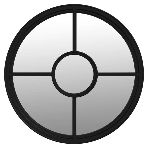 vidaXL Oglindă de grădină rotundă, negru, 60x4 cm, fier, uz exterior