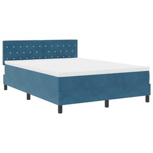 vidaXL Pat cu arc LED Albastru &icirc;nchis 140 x 200 cm Catifea