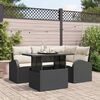vidaXL Set de canapele pentru grădină cu pernă 5 pcs Negru Rattan poli