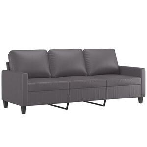 vidaXL Canapea cu 3 locuri, gri, 180 cm, piele ecologică