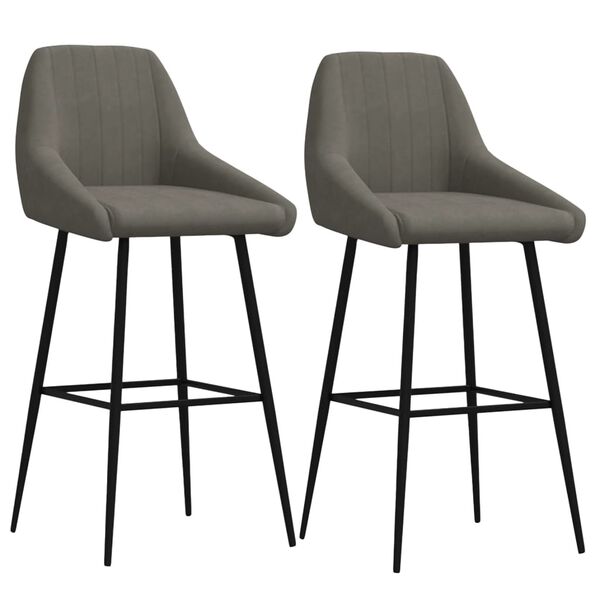 vidaXL Scaune de bar, 2 buc., gri &icirc;nchis, catifea