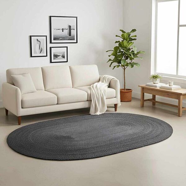 vidaXL Covoare de zonă Oval Negru 100 x 152 cm Iută