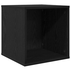 vidaXL Cutie pentru albume de vinil Stejar Negru 37 x 36,5 x 38 cm