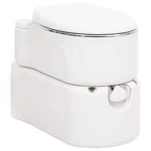 vidaXL Toaletă de camping integrată, alb, 24+17 L HDPE și oțel