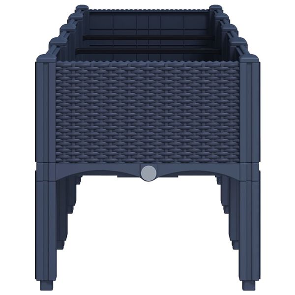 vidaXL Jardinieră de grădină cu picioare, albastru gri, 160x40x42 cm, PP